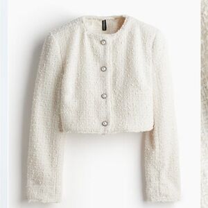 H&M Cropped Bouclé-weave Jacket